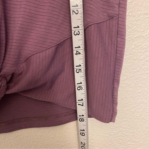 Peloton purple crop top sleeveless twist front high neck modal lyocell M - Picture 5 of 6